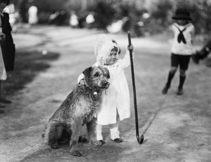 Young Girl with Dog in Park, Harris & Ewing, 1920
