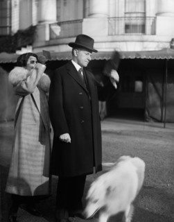 U.S. President Calvin Coolidge and First Lady Grace Coolidge viewing Solar Eclipse from White House Lawn, Washington DC, USA, Harris & Ewing, January 24, 1925