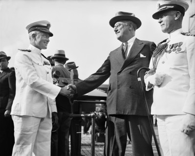 U.S. President Franklin Roosevelt Greeting Explorer Admiral Richard E. Byrd, Washington DC, USA, Harris & Ewing, 1935