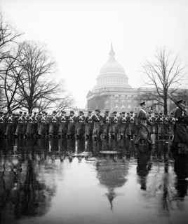 West Point Cadets Marching in Rain during U.S. President Franklin Roosevelt's Inauguration Parade, Washington DC, USA, Harris & Ewing, January 20, 1937