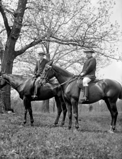 Theodore Roosevelt (right) with Unidentified Man on Horseback, Harris & Ewing, 1915