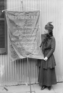 Suffragist with Banner, Washington DC, USA, Harris & Ewing, 1917