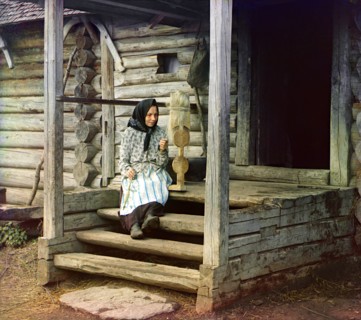 Woman Spinning Yarn, Village of Izbedovo, Russia, Prokudin-Gorskii Collection, 1910