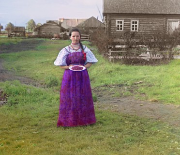Peasant Girl with Berries, near Kirillov, Russia, Prokudin-Gorskii Collection, 1909