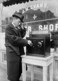 Man Listening to Early Radio, Harris & Ewing, 1922