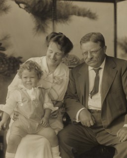 Theodore Roosevelt (right), Seated Portrait with Wife Edith and Grandson Richard Denby, Jr., 1915