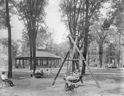 Children Playing in Park, Clark Park, Detroit, Michigan, USA, Detroit Publishing Company, early 1900's