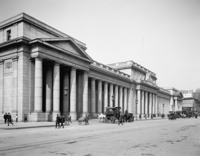 Pennsylvania Station, East Façade, New York City, New York, USA, Detroit Publishing Company, early 1910's