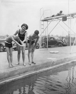 Female Lifeguard Teaching Boy to Swim, Harris & Ewing, 1936