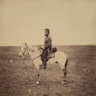 British Captain Henry Godley, 28th Regiment of Foot, Seated Portrait on Horse, Crimean War, Crimea, Ukraine, by Roger Fenton, 1855