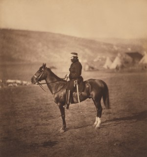 British Colonel Frederick Shewell, Full-Length Portrait in Uniform Sitting on Horse, Crimean War, Crimea, Ukraine, by Roger Fenton, 1855