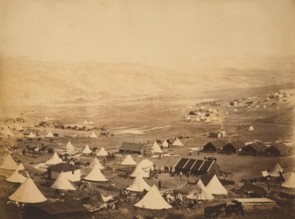 British Cavalry camp, looking towards Kadikoi, Crimea, Ukraine, by Roger Fenton, 1855