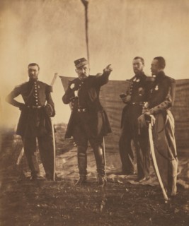 French General Pierre Bosquet (center), Giving Orders to his Staff, Crimean War, Crimea, Ukraine, by Roger Fenton, 1855
