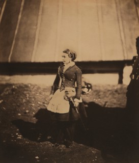 Vivandière, Full-length Portrait of French Cantinière Wearing Zouave Regiment Dress, Crimean War, Crimea, Ukraine, by Roger Fenton, 1855