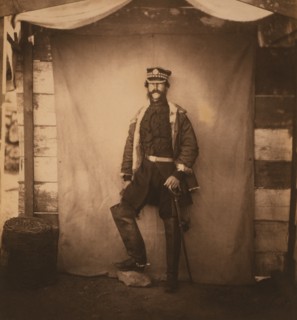 British Lieutenant Colonel Seymour, Fusilier Guards, Full-Length Standing Portrait, Crimean War, Crimea, Ukraine, by Roger Fenton, 1855
