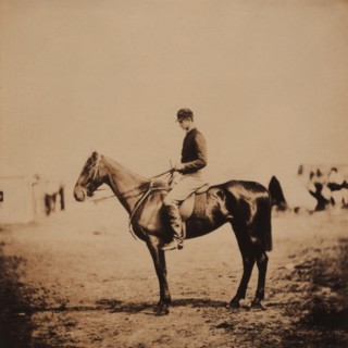 British Captain Frederick Morgan, Rifle Corps, A.D.C. to General Bernard, on Coxcomb, Winner of Crimean Races, Property of Captain Barnard, Grenadier Guards, Crimean War, Crimea, Ukraine, by Roger Fen...
