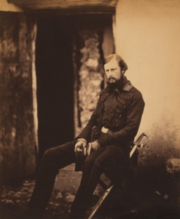 British Lieutenant-Colonel Prince William Augustus Edward of Saxe-Weimar, Full-Length Seated Portrait in Uniform, Crimean War, Crimea, Ukraine, by Roger Fenton, 1855