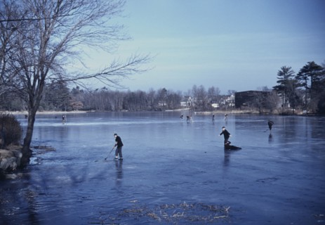 Group of people Ice Skating, Brockton, Massachusetts, USA, Jack Delano for Farm Security Administration - Office of War Information, December 1940