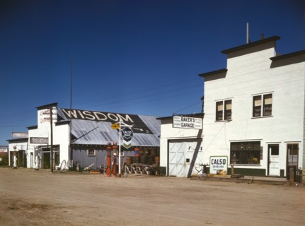 Gas Station and Garage, Wisdom, Montana, USA, John Vachon for Farm Security Administration - Office of War Information, April 1942