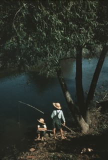 Two Cajun Boys Fishing in Bayou, Schriever, Terrabonne Parish, Louisiana, USA, Marion Post Wolcott for Farm Security Administration, June 1940