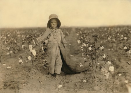 Harold Walker, 5 years old, Full-Length Portrait, Cotton Picker, Comanche County, Oklahoma, USA, Lewis Hine for National Child Labor Committee, October 1916