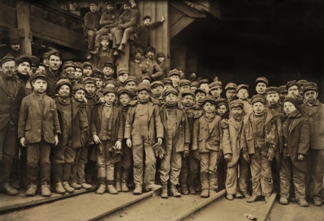 Large Group of Breaker Boys outside Ewen Breaker, South Pittston, Pennsylvania, USA, Lewis Hine for National Child Labor Committee, January 1911
