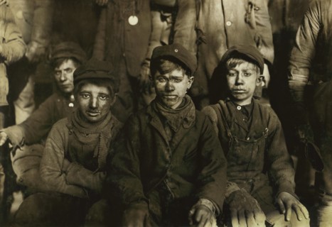 Group of Breaker Boys, Seated Portrait, Pittston, Pennsylvania, USA, Lewis Hine for National Child Labor Committee, January 1911