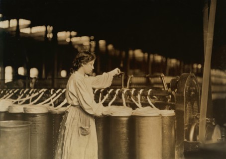 Girl Working at Slubber Machines, Lincoln Cotton Mills, Evansville, Indiana, USA, Lewis Hine for National Child Labor Committee, October 1908