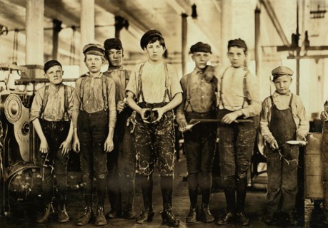 Young Doffers and Sweepers, Full-Length Portrait, Ivey Mill Company, Hickory, North Carolina, USA, Lewis Hine for National Child Labor Committee, November 1908