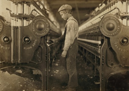 Young Doffer Boy in Cotton Mill, Lincolnton, North Carolina, USA, Lewis Hine for National Child Labor Committee, November 1908