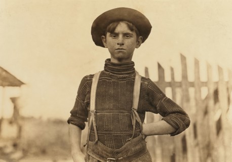 John Lewis, 12 years old, Weaver in Cotton Mill, Half-Length Portrait, Chester, South Carolina, USA, Lewis Hine for National Child Labor Committee, November 1908