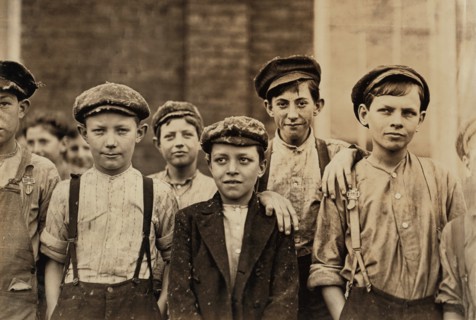 Group of Young Doffer Boys, Half-Length Portrait, Bibb Mill No. 1, Macon, Georgia, USA, Lewis Hine for National Child Labor Committee, January 1909