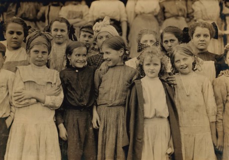 Group of Very Young Girls, Cleveland Hosiery Mills, Cleveland, Tennessee, USA, Lewis Hine for National Child Labor Committee, December 1910