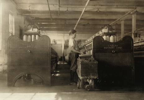 Erenne La Prise, 13-year-old Doffer, Full-Length Profile Portrait, Winchendon, Massachusetts, USA, Lewis Hine for National Child Labor Committee, September 1911