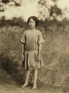 Ruth Rous, said she was 11 years old, but others said she is not yet 10, Full-length Portrait, Works at Deep River Cotton Mills, Randleman, North Carolina, USA, Lewis Hine for National Child Labor Com...