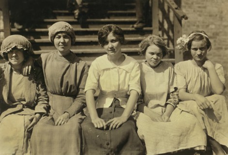 Group of Typical Mill Girls at Cotton Mill, Seated Portrait, Dallas, Texas, USA, Lewis Hine for National Child Labor Committee, October 1913