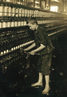 Cleaner and Sweeper, Full-Length Portrait, Spinning Department, American Linen Company, Fall River, Massachusetts, USA, Lewis Hine for National Child Labor Committee, June 1916