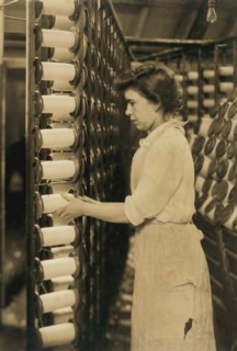 Warp Tender's Assistant, Just Promoted from Spooler Tender, Fall River, Massachusetts, USA, Lewis Hine for National Child Labor Committee, June 1916