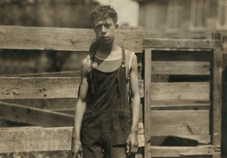 Fred Fowner, 15 years old, Young Doffer in Textile Mill, Fall River, Massachusetts, USA, Lewis Hine for National Child Labor Committee, June 1916