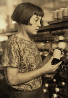 Young Female Worker in Favorable Working Conditions, Half-Length Portrait, Cheney Silk Mills, Lewis Hine for National Child Labor Committee, 1924