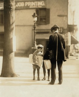 Young Boy, 7 years old, Selling Newspapers on Street, Wilmington, Delaware, USA, Lewis Hine for National Child Labor Committee, May 1910