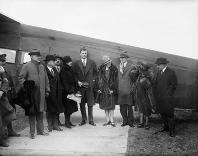 Charles Lindbergh with Group of People Standing next to Airplane, Washington DC, USA, Harris & Ewing, 1928