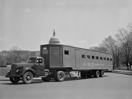 New Oversized Trailer Designed and Built by the Office of Defense Transportation and War Production Board (WPB) officials with the Cooperation of Private Companies, Made Entirely of Non-Critical Mater...