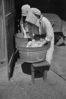 Two Women Washing Clothes, Crabtree Recreational Project, near Raleigh, North Carolina, USA, Carl Mydans for U.S. Resettlement Administration, March 1936