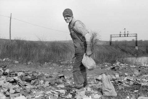 Man Foraging for Food at City Dump, Dubuque, Iowa, USA, John Vachon for Farm Security Administration, April 1940