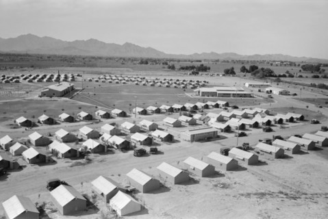 Agua Fria Migratory Labor Camp, High Angle View, Arizona, USA, Russell Lee, Farm Security Administration, May 1940