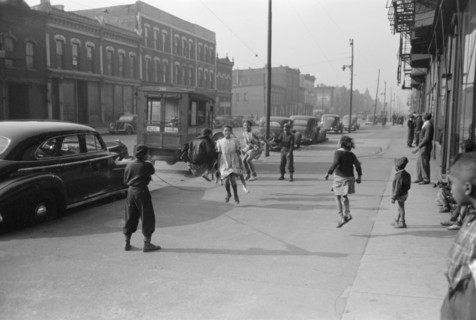 Children Jumping Rope, South Side, Chicago, Illinois, USA, Russell Lee, Farm Security Administration, April 1941