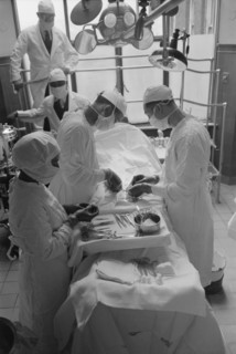 Surgeons Performing Surgery in Operating Room, Provident Hospital, Chicago, Illinois, USA,