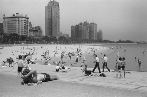 Public Bathing Beach, Lake Michigan, Chicago, Illinois, John Vachon, Farm Security Administration, July 1941