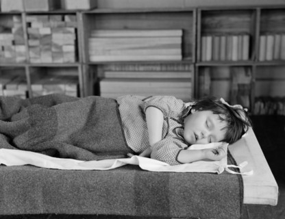 Sleeping Girl at Nursery School, Reedsville, West Virginia, USA, Elmer Johnson, Farm Security Administration, April 1935